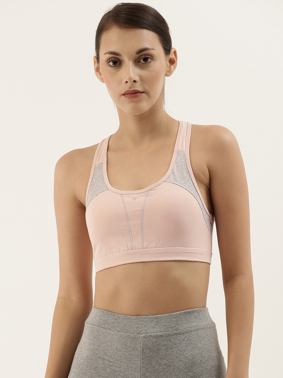 Buy Enamor Pink Solid Non Wired Removable Pads High Coverage Medium Impact Sports Bra SB08 Bra