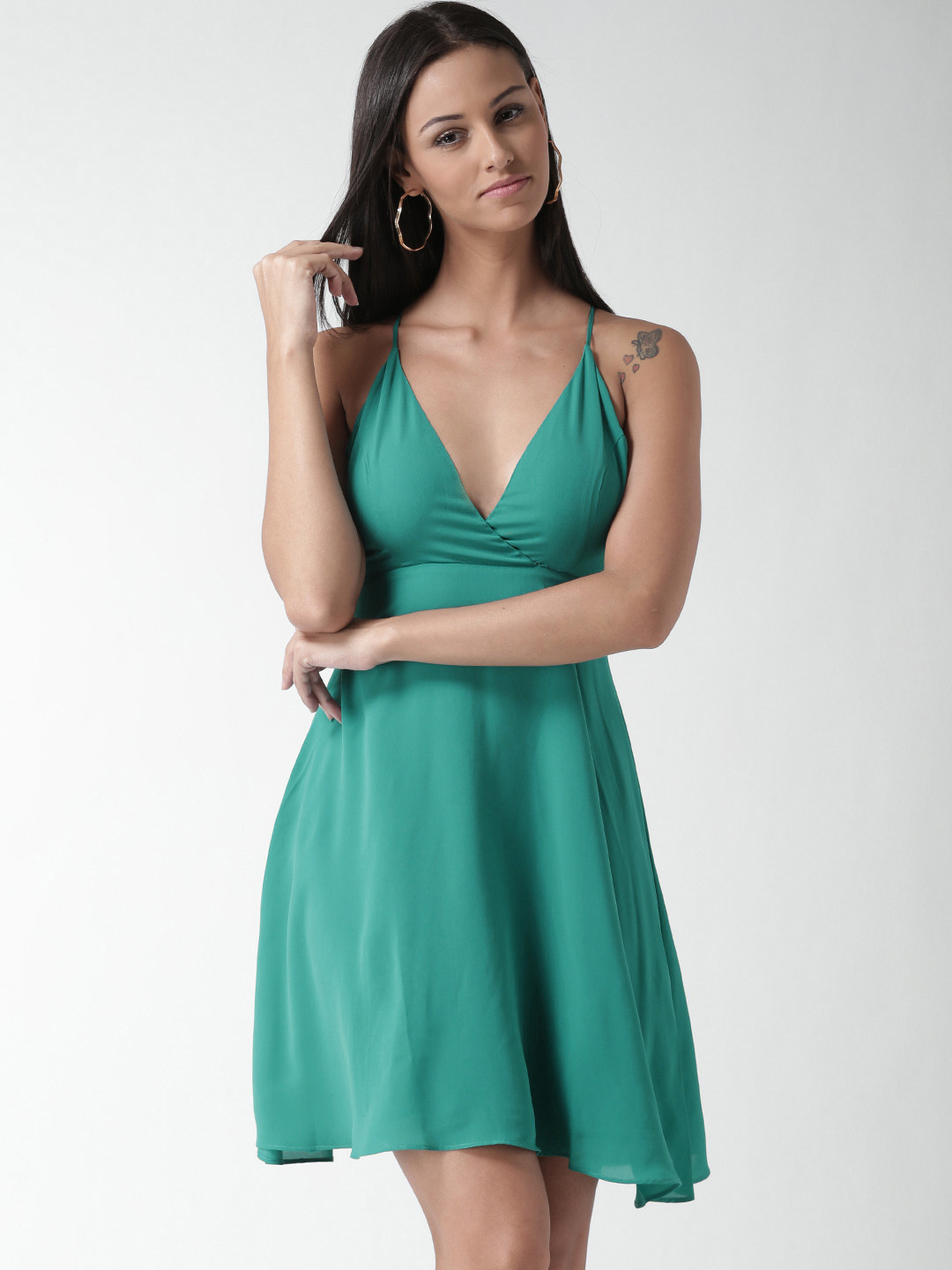 Buy FOREVER 21 Sea Green Polyester Tailored Dress Dresses for Women
