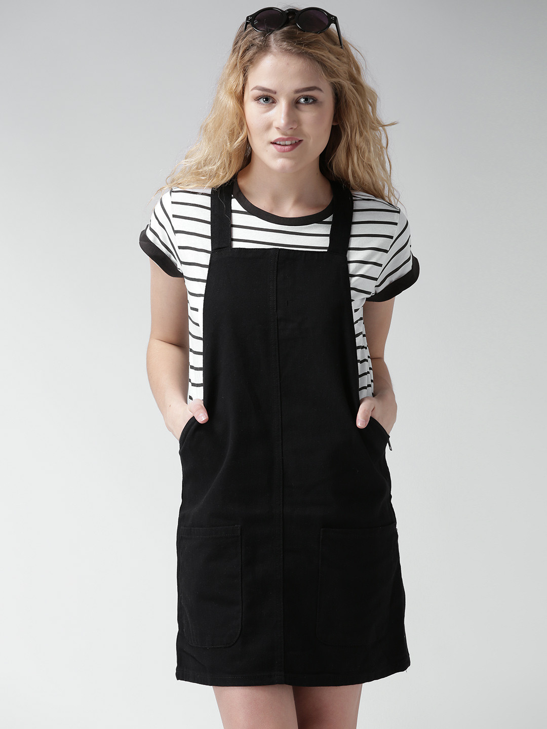 Buy FOREVER 21 Black Denim Dungaree Dress Dresses for Women 1337280 Myntra