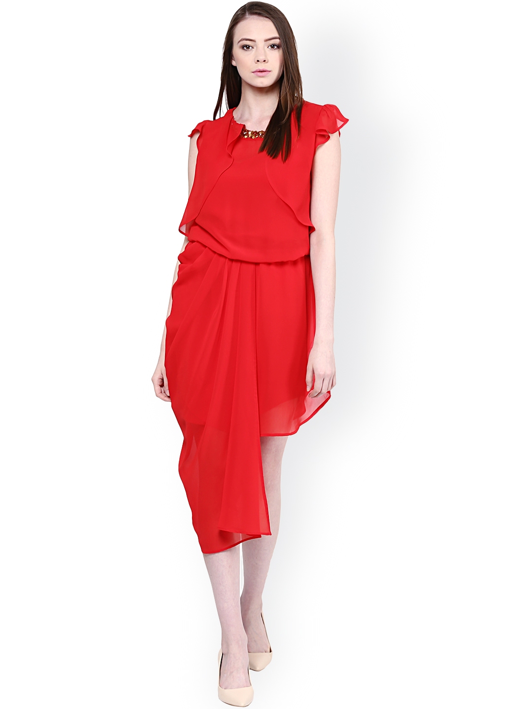 Buy RARE Red A Line Dress - Dresses for Women 1337536 | Myntra