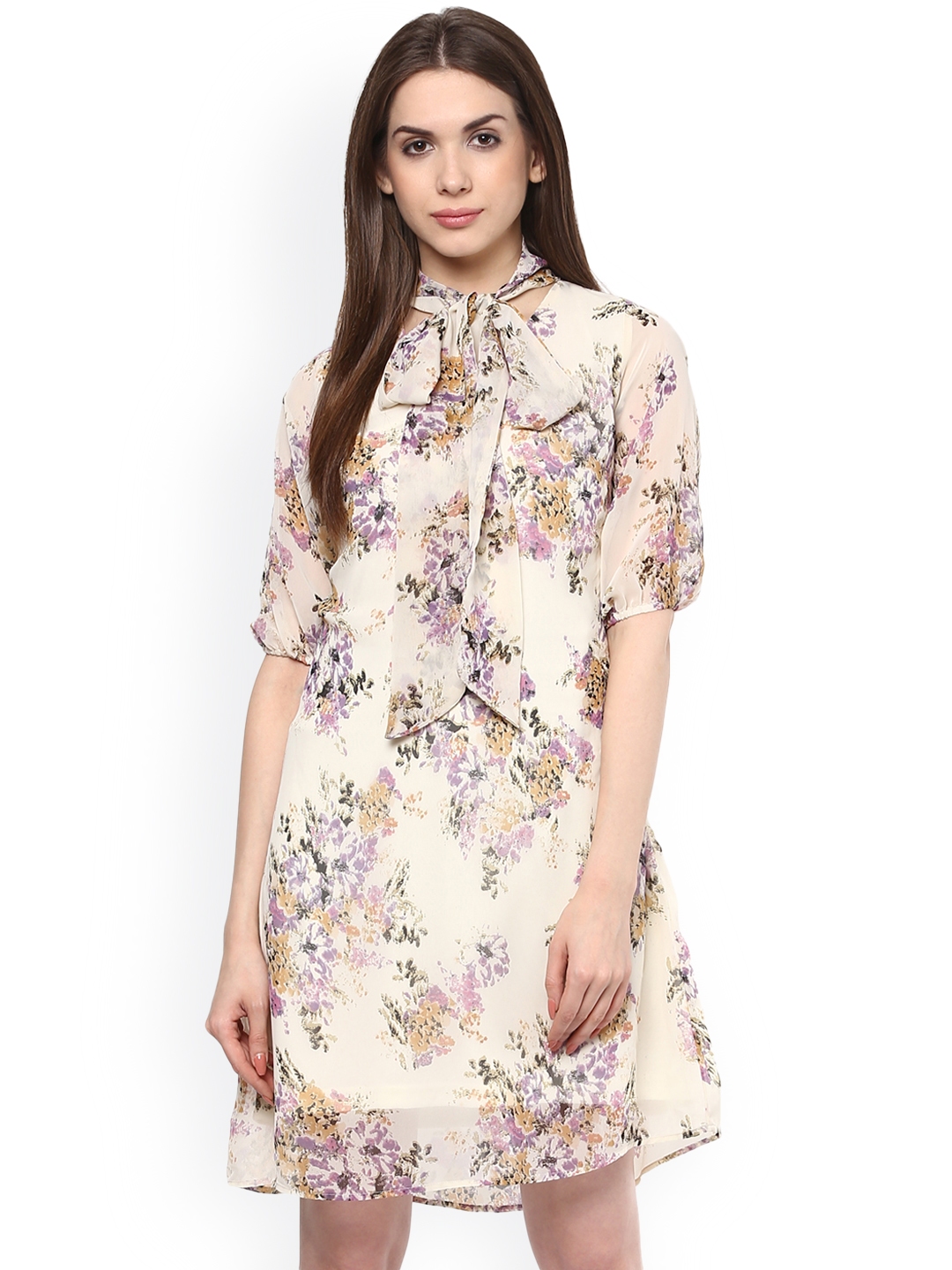 Buy RARE Off White Floral Print Shift Dress - Dresses for Women 1337538 ...