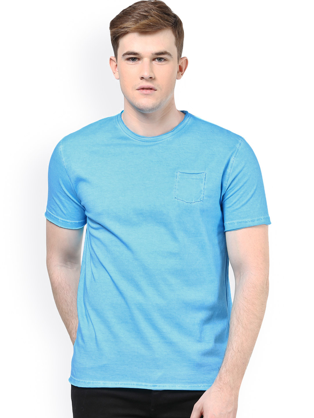 Buy ELABORADO Turquoise Blue Slim Fit T Shirt Tshirts for Men 1337644