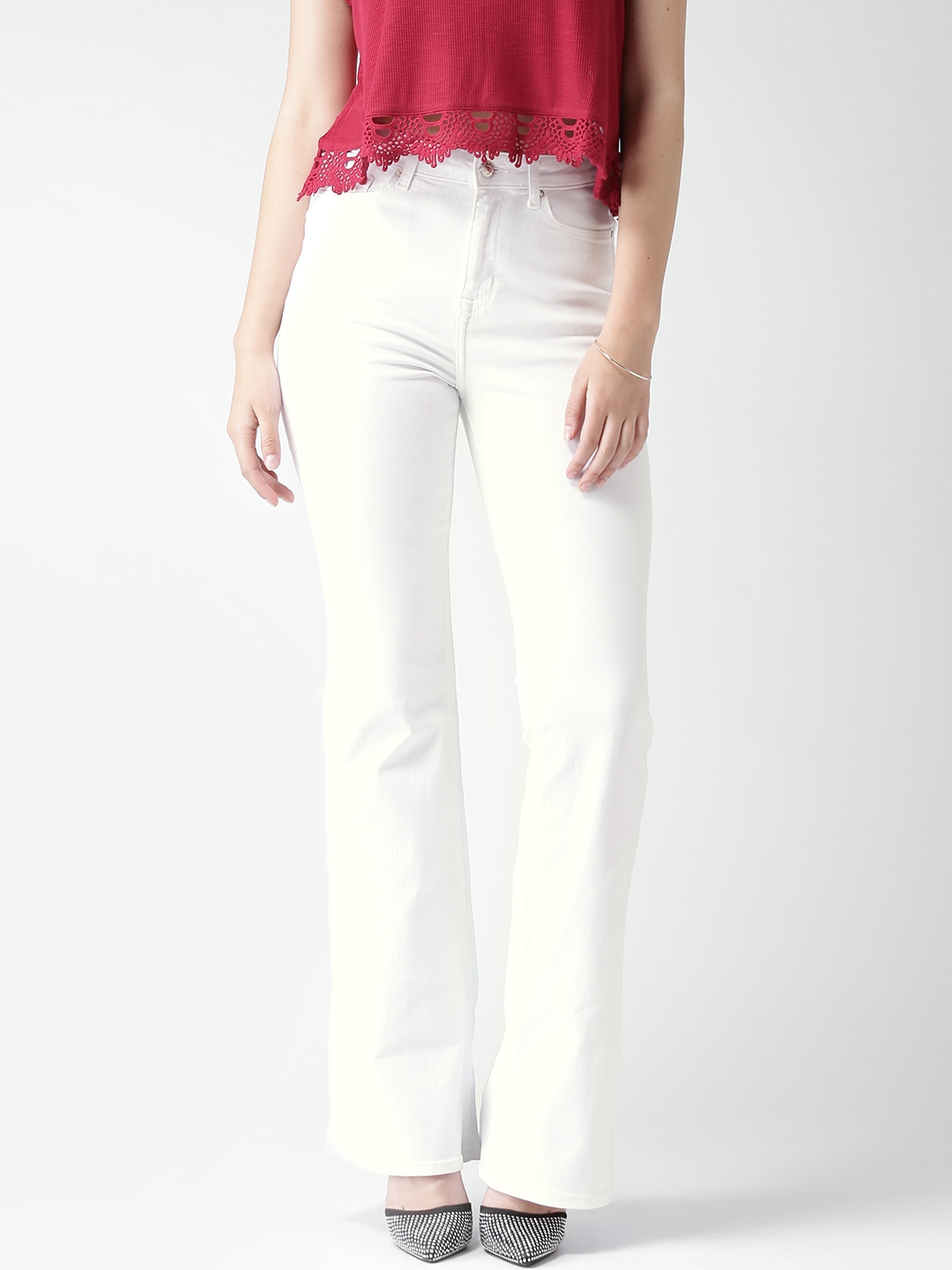 Buy FOREVER 21 White High Rise Bootcut Jeans - Jeans for Women 1337713 ...