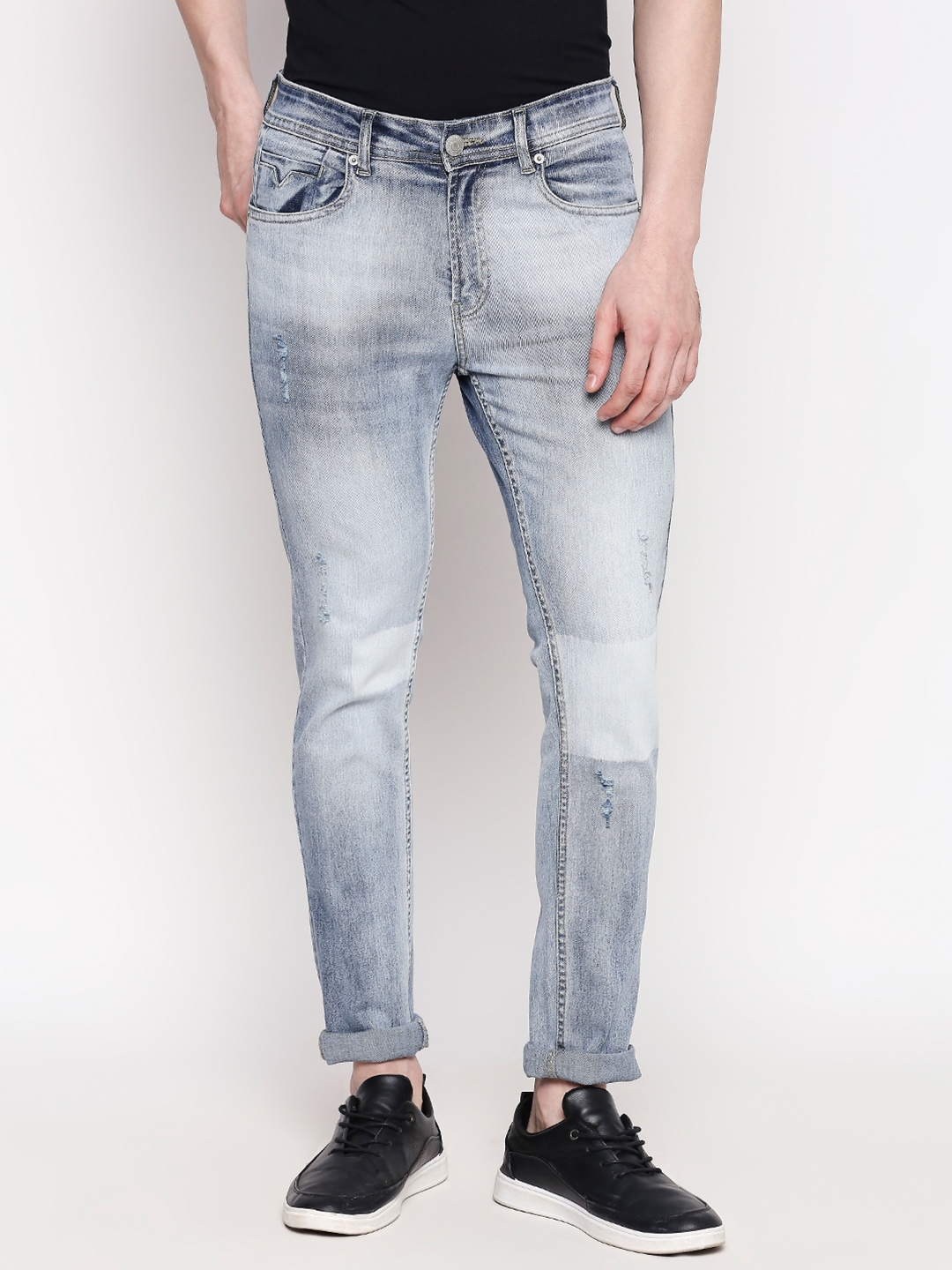 Buy People Men Blue Skinny Fit Mid Rise Mildly Distressed Jeans - Jeans ...