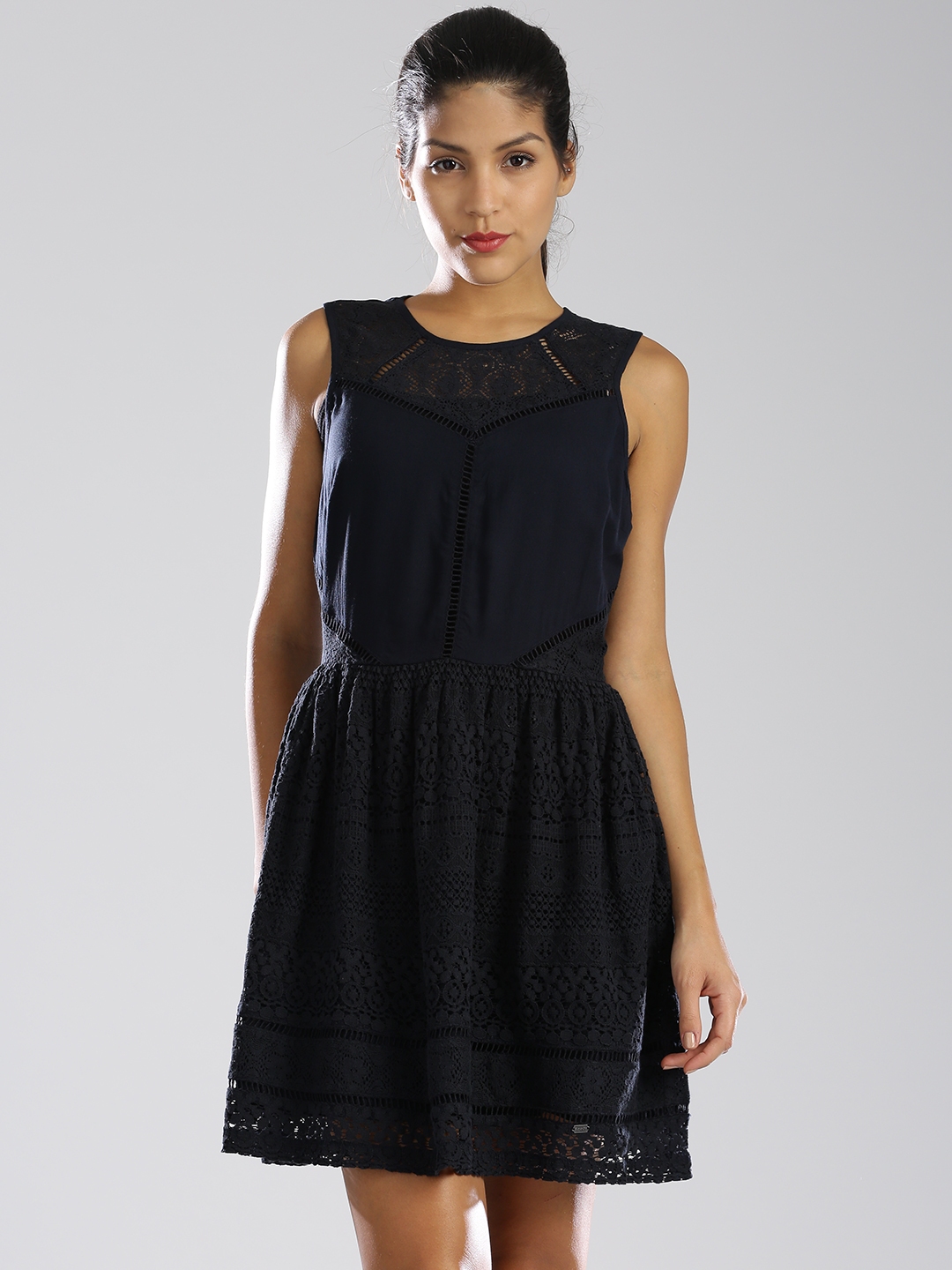 Buy Superdry Navy Lace Skater Dress - Dresses for Women 1338870 | Myntra