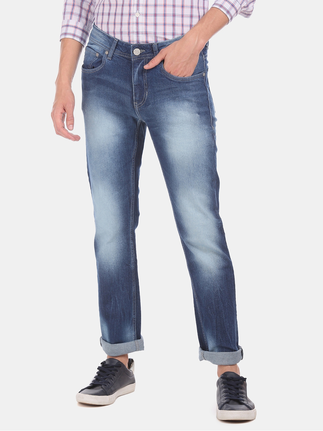Buy Cherokee Men Blue Regular Fit Mid Rise Clean Look Jeans - Jeans for ...