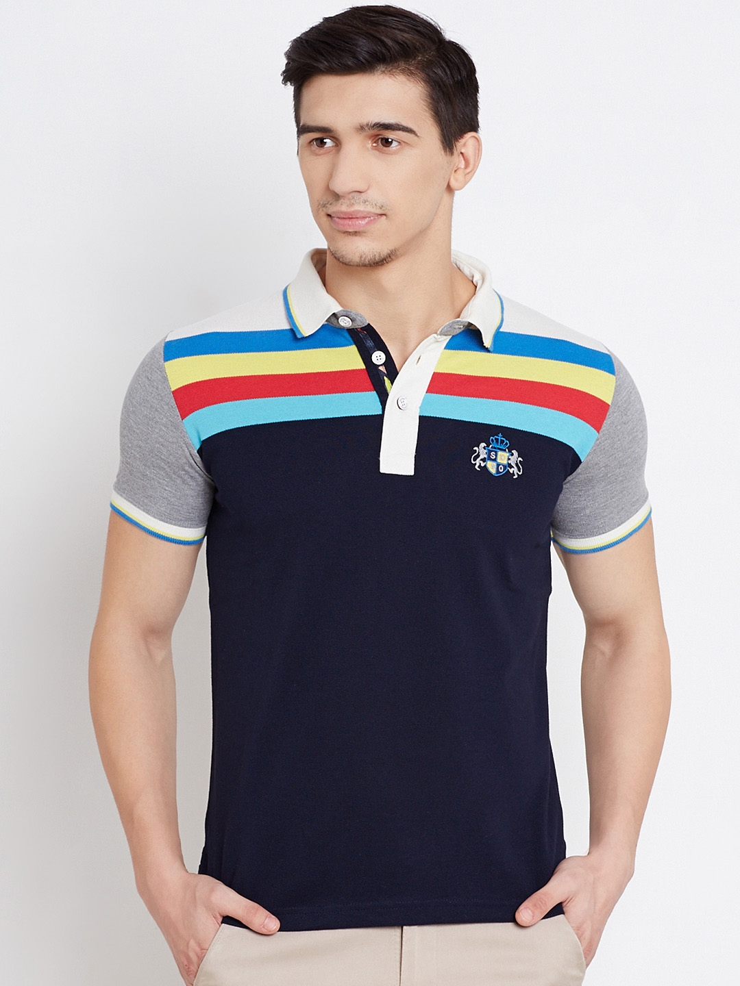 Buy Duke Stardust Navy Striped Polo T Shirt - Tshirts for Men 1340308 ...