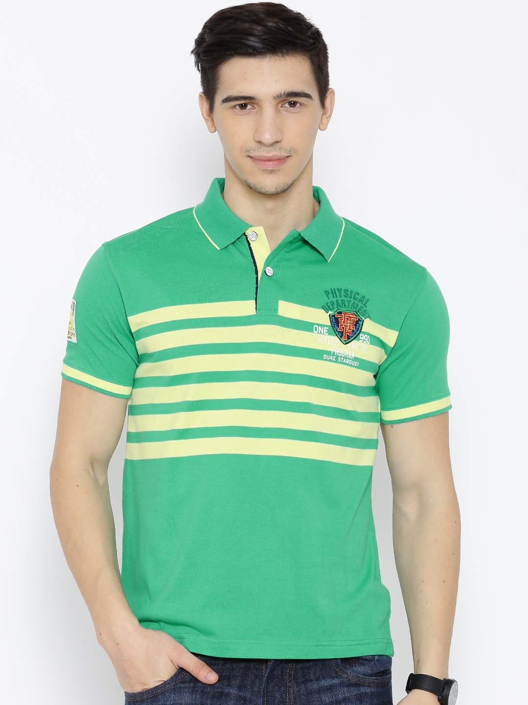 Buy Duke Stardust Green Striped Polo T Shirt - Tshirts for Men 1340315 ...