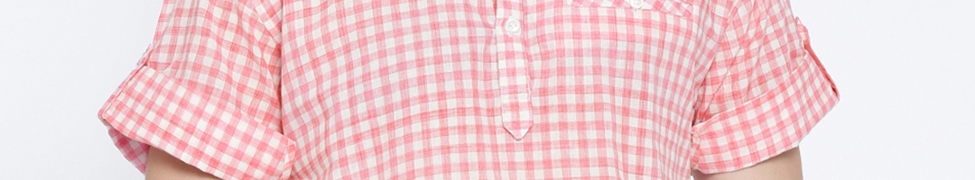 Buy Svanik Pink & White Checked Short Kurta - Kurtas for Men 1341347 ...