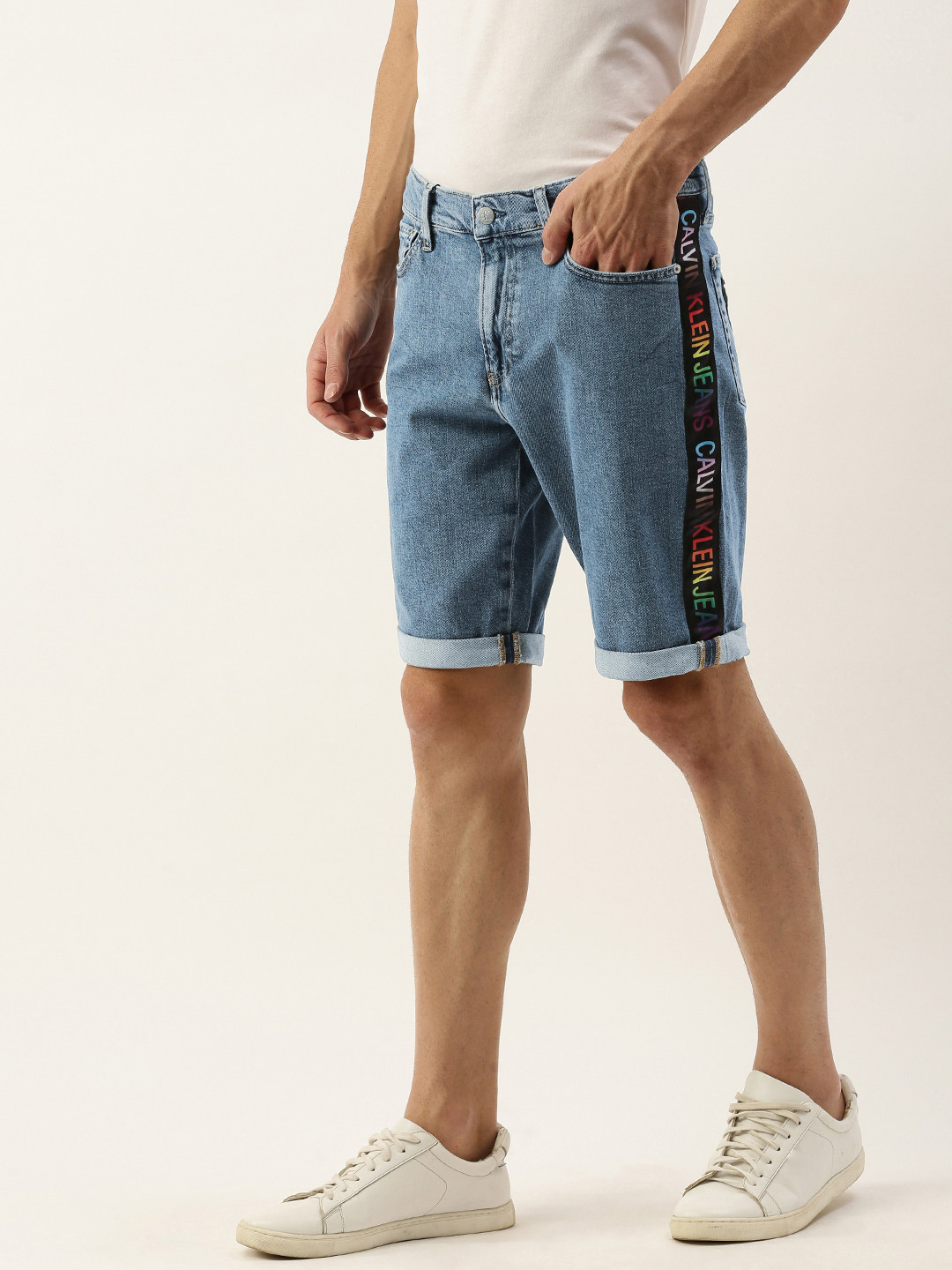 Buy Calvin Klein Jeans Men Blue Washed Slim Fit Denim Shorts Shorts