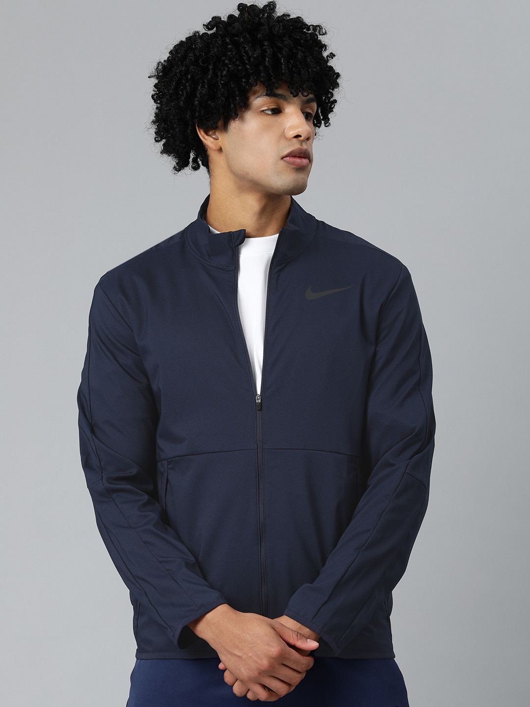 Buy Nike Men Navy Blue Solid Sporty Jacket - Jackets for Men 13421360 ...