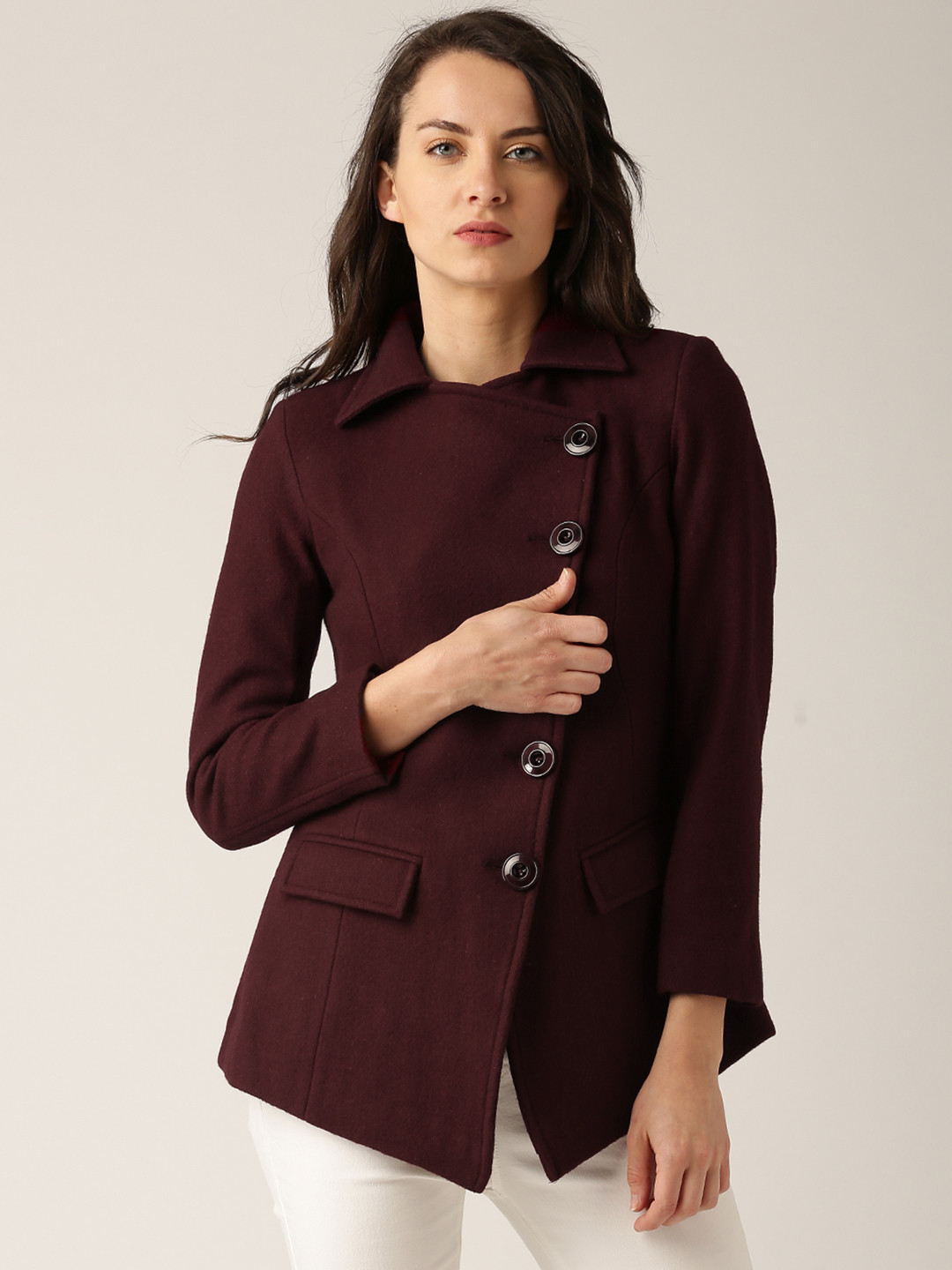 Buy DressBerry Burgundy Trench Coat Coats for Women 1342253 Myntra