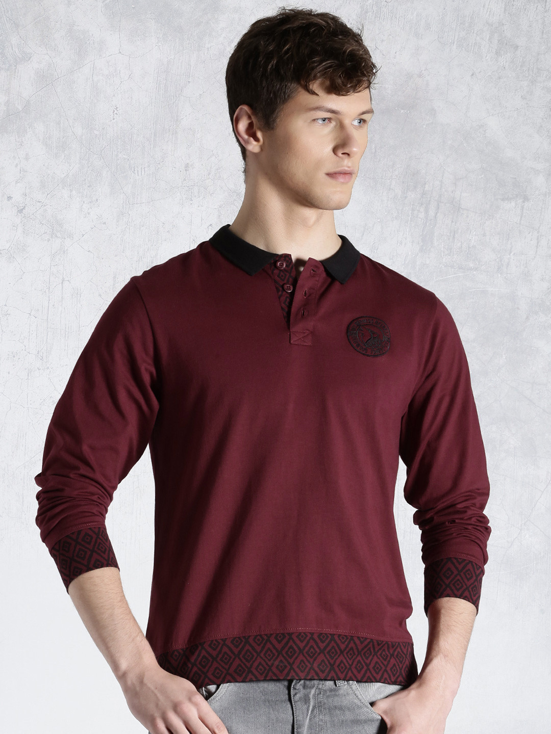 Buy Roadster Burgundy Polo Pure Cotton T Shirt - Tshirts for Men ...