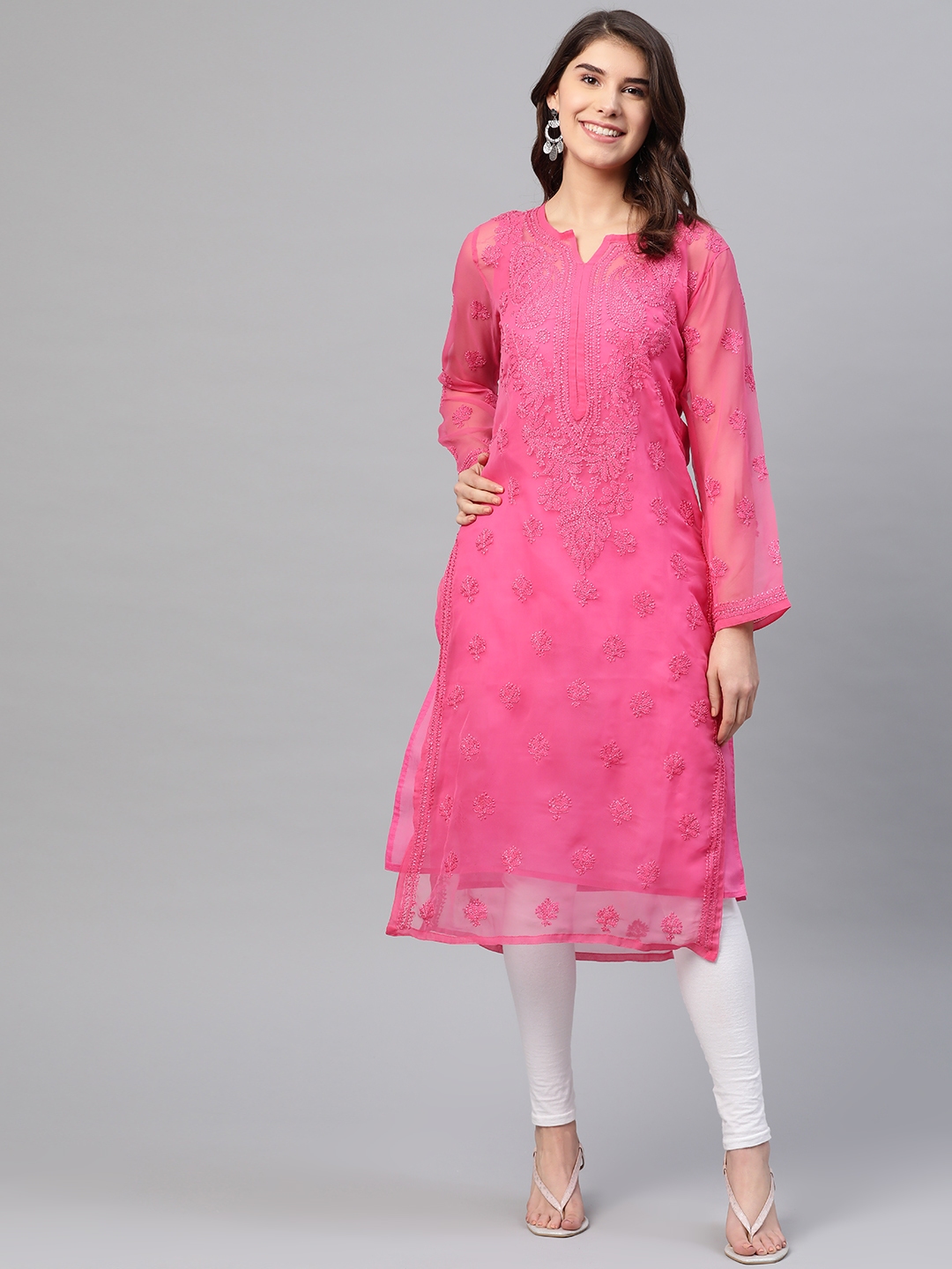chikankari kurta myntra