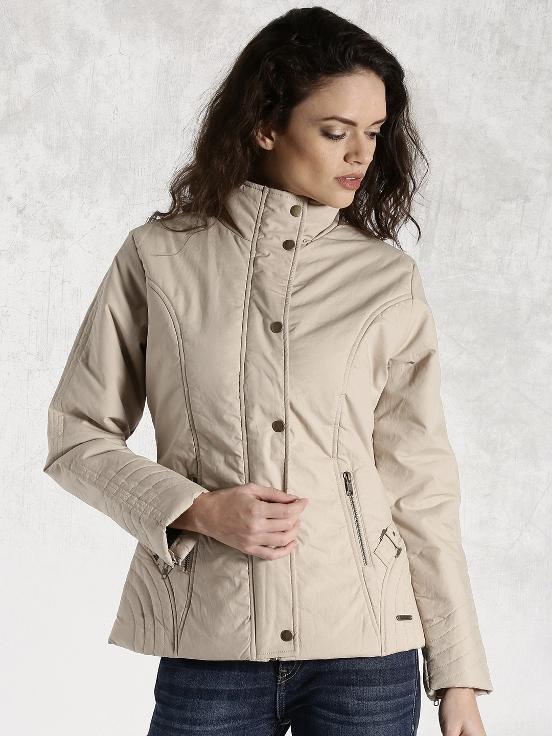 Buy Roadster Beige Padded Jacket Jackets for Women 1343404 Myntra