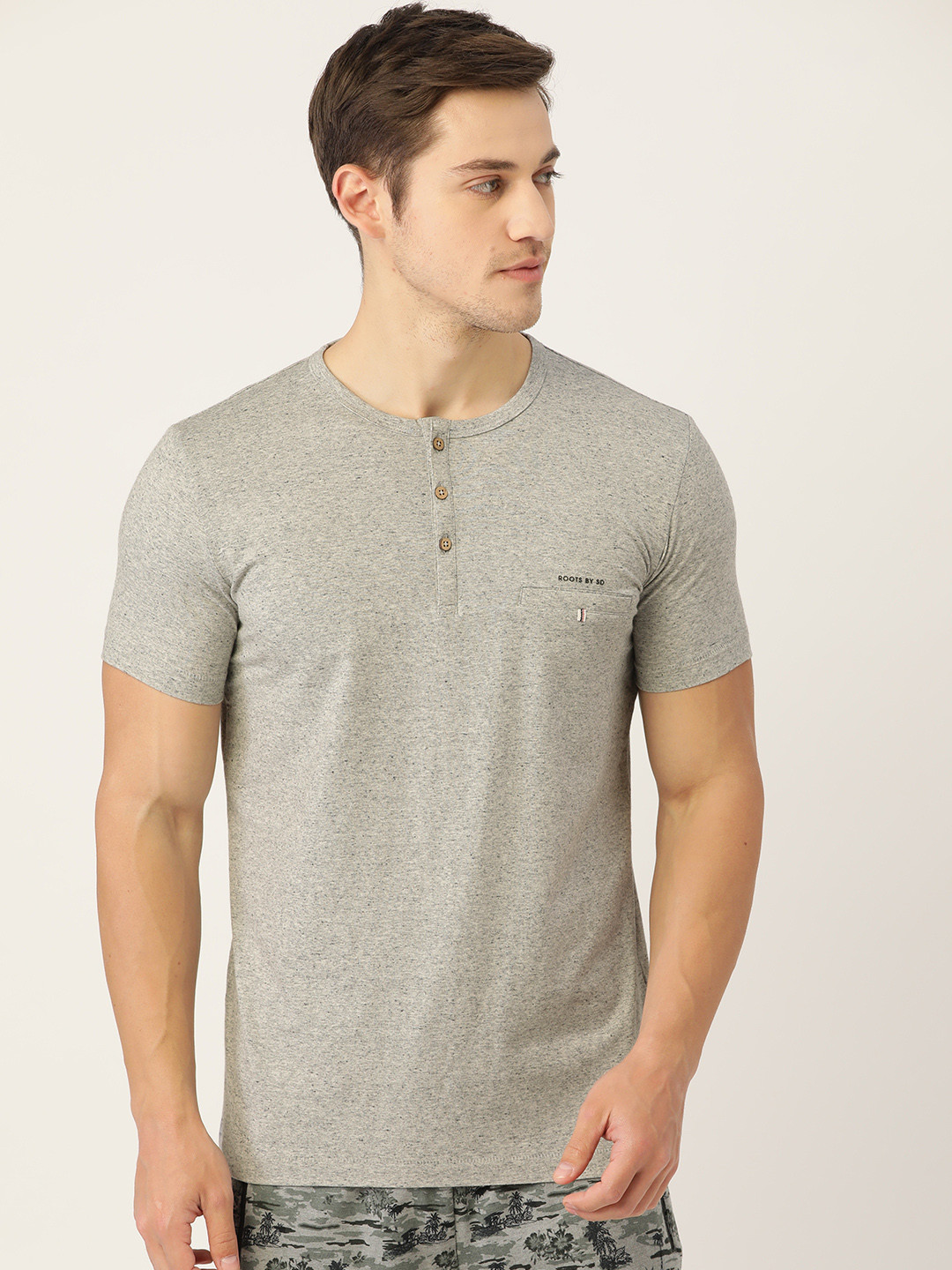 Buy Sweet Dreams Men Grey Melange Solid Lounge T Shirt Lounge Tshirts