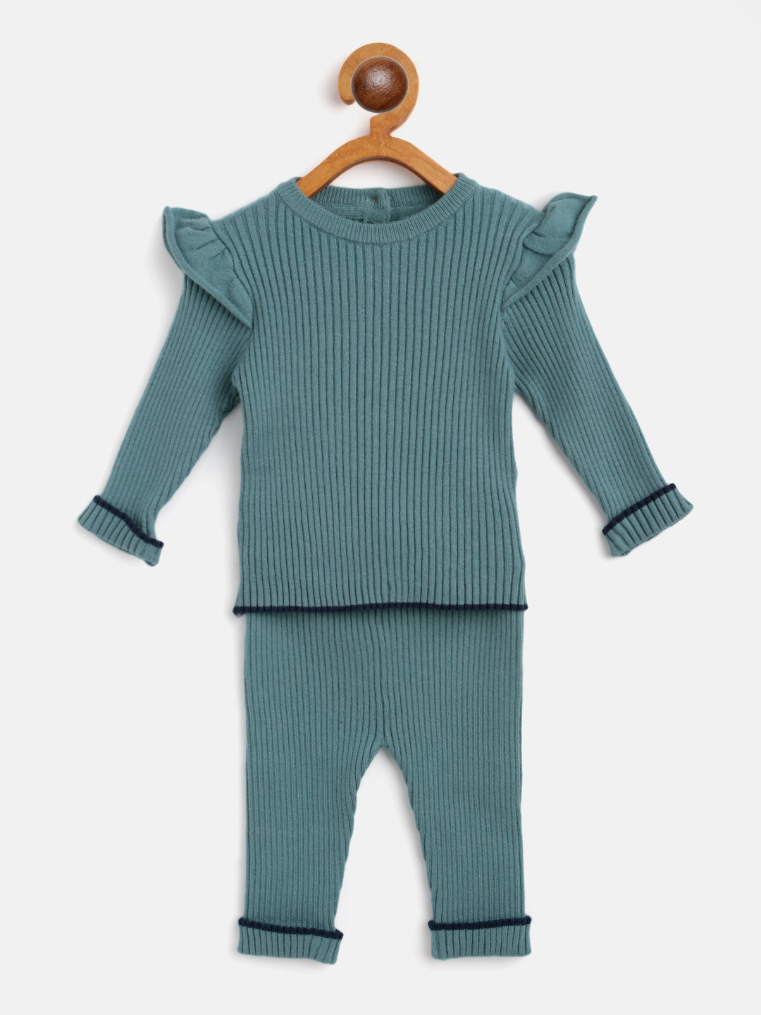 Buy Marks & Spencer Infant Girls Teal Green Ribbed Top With Pyjamas Clothing Set for Girls