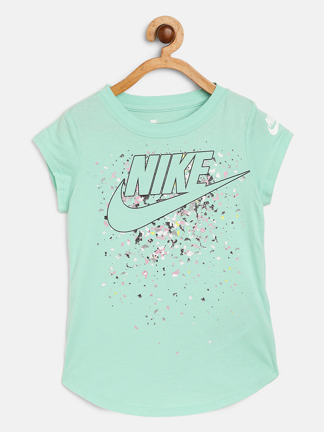 Buy Nike Girls Mint Green Futura Regrind Brand Logo Print Round Neck