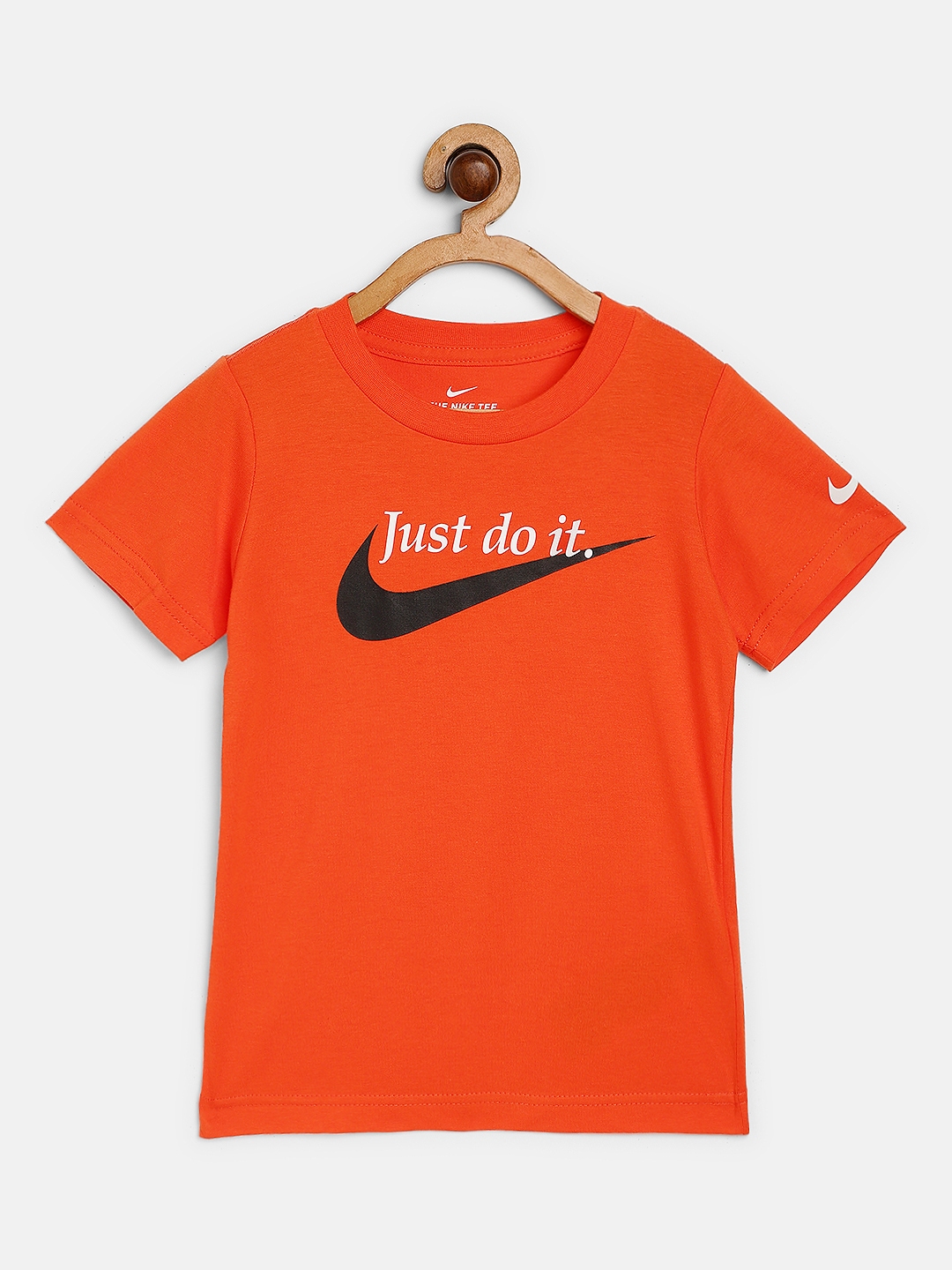 Buy Nike Boys Orange Pure Cotton Brand Logo Printed Palatino JDI Swoosh ...