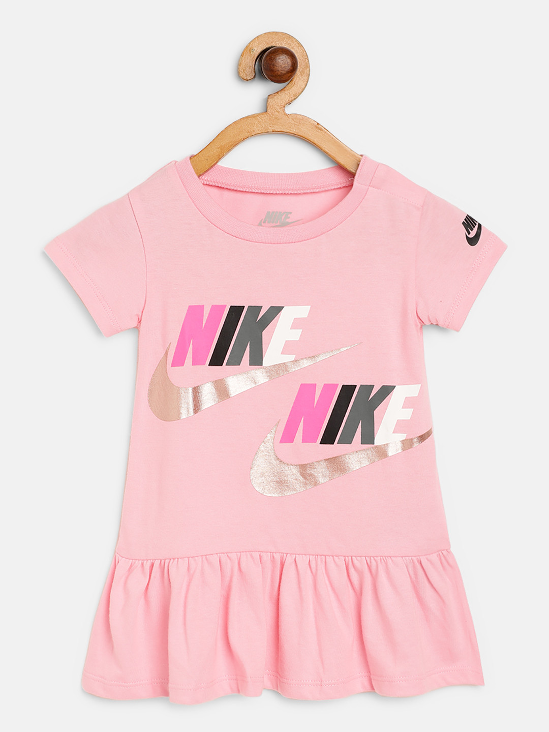 Buy Nike Infant Girls Pink & Black Cotton Brand Logo Print NSW Drop