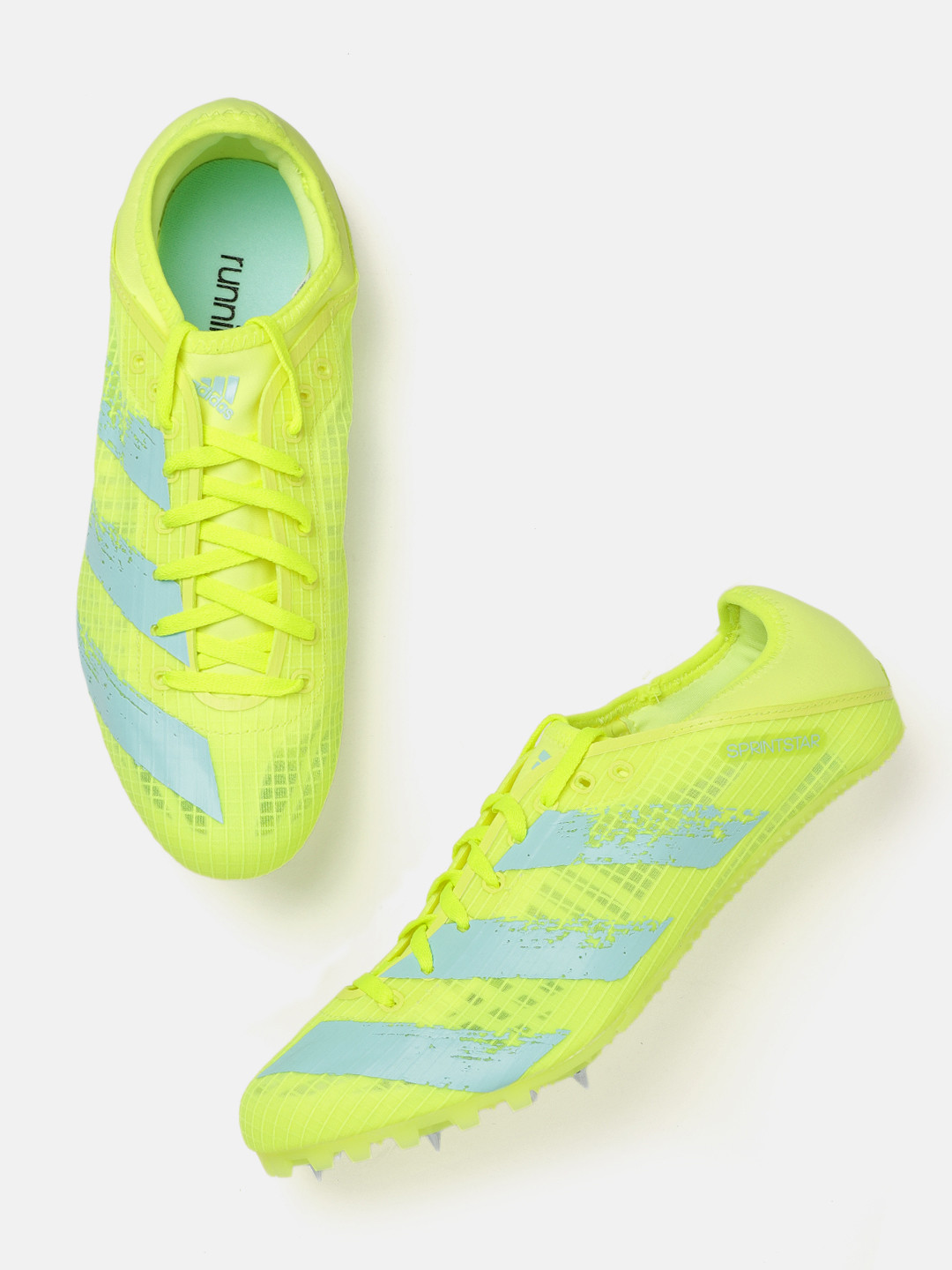 Buy ADIDAS Men Lime Green & Blue Printed Sprintstar Spikes Running ...