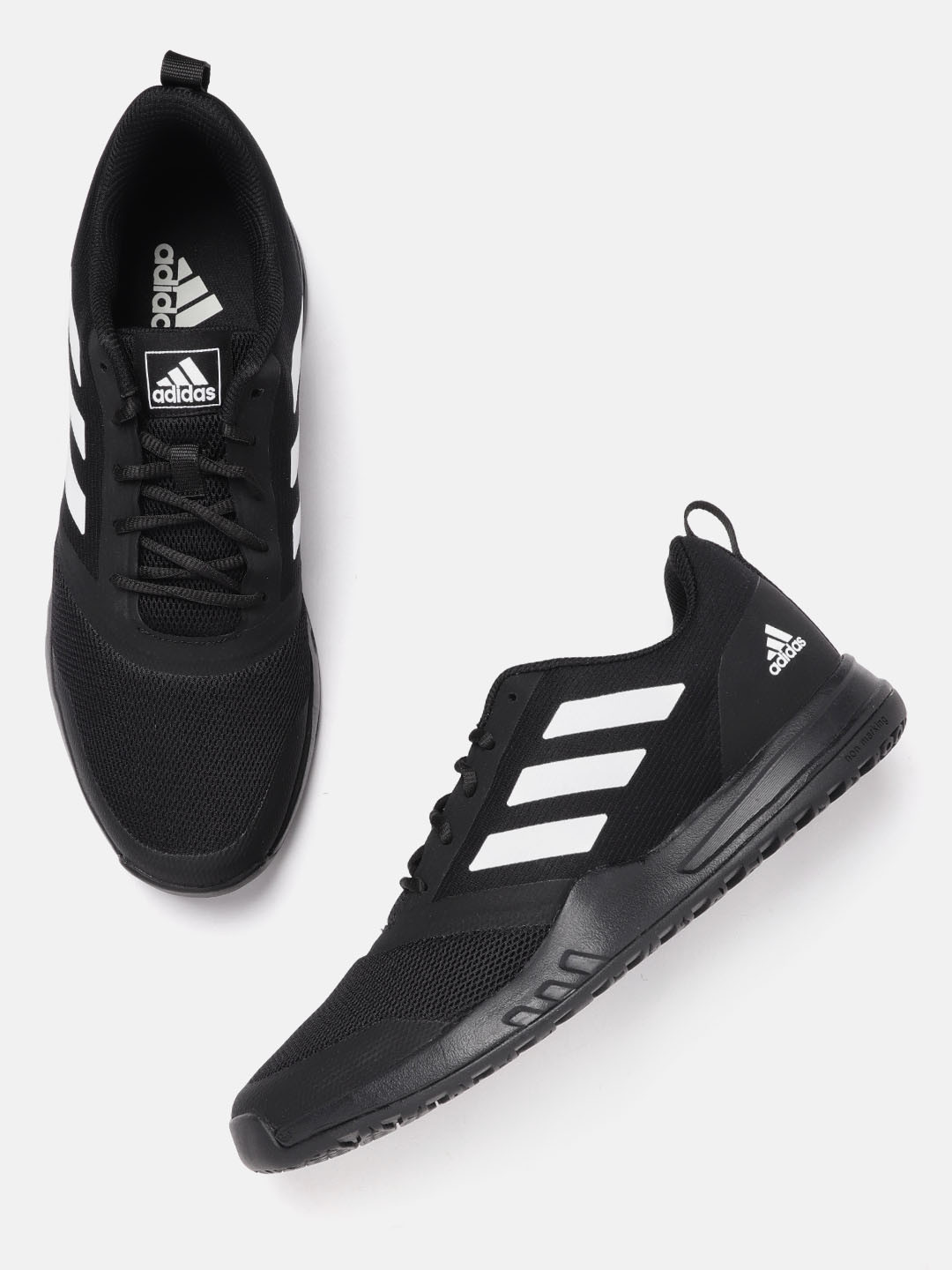 Buy ADIDAS Men Black & White Woven Design Adizen Running Non Marking