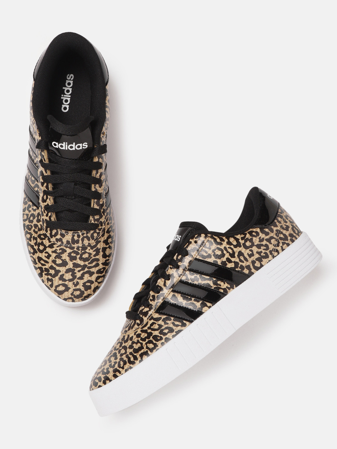 Buy ADIDAS Women Beige & Black Leopard Printed Court Bold Tennis