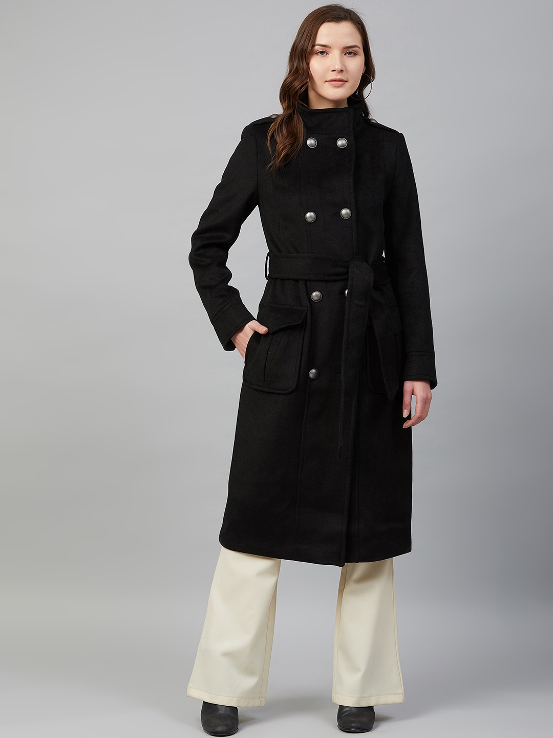 Buy Marks & Spencer Women Black Solid Longline Trenchcoat Coats for