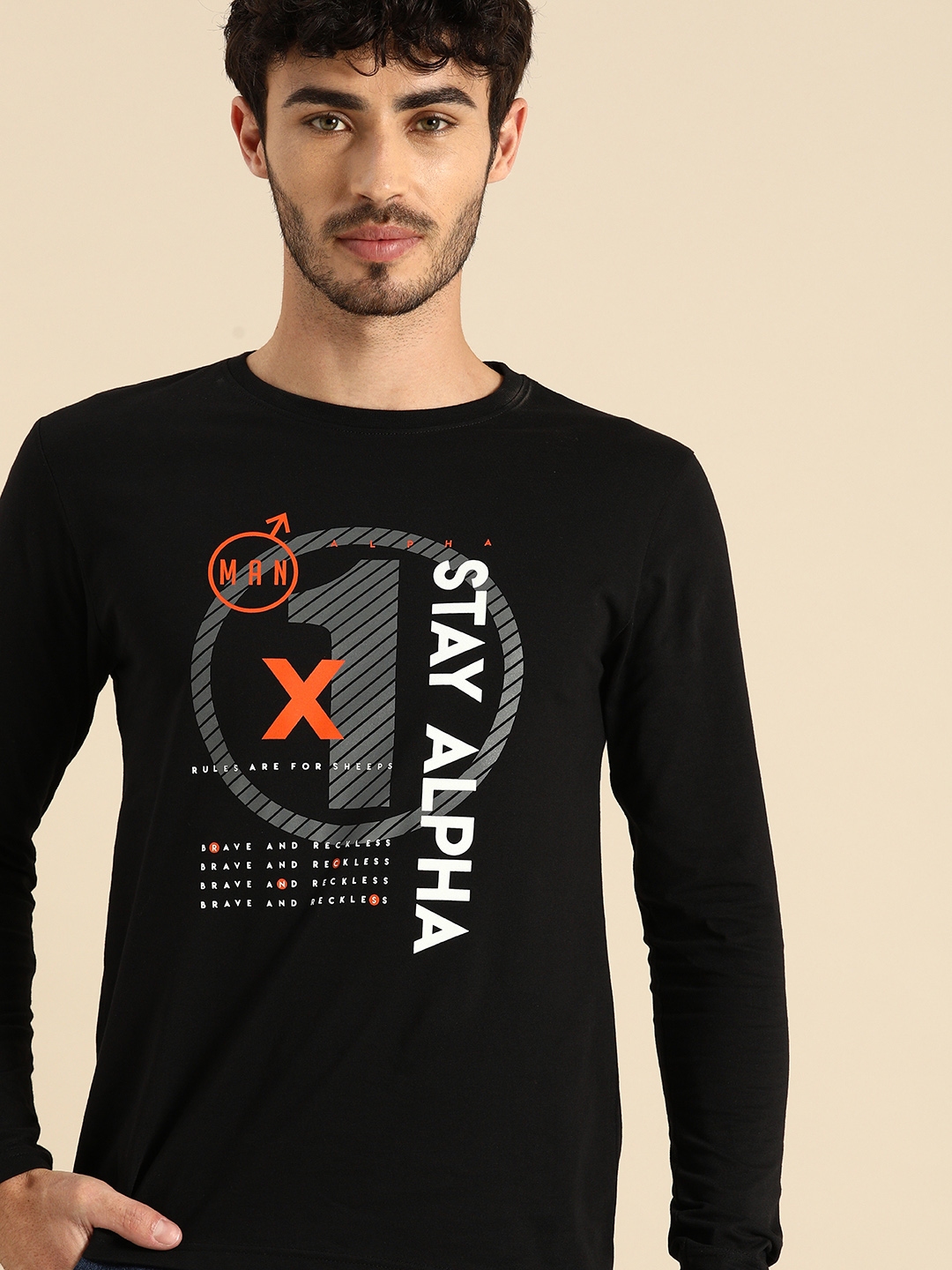 Buy Bewakoof Men Black Alpha Printed Round Neck Pure Cotton T Shirt Tshirts For Men 13451470 Buy Bewakoof Men Black Alpha Printed Round Neck Pure Cotton T Shirt Tshirts For Men 13451470