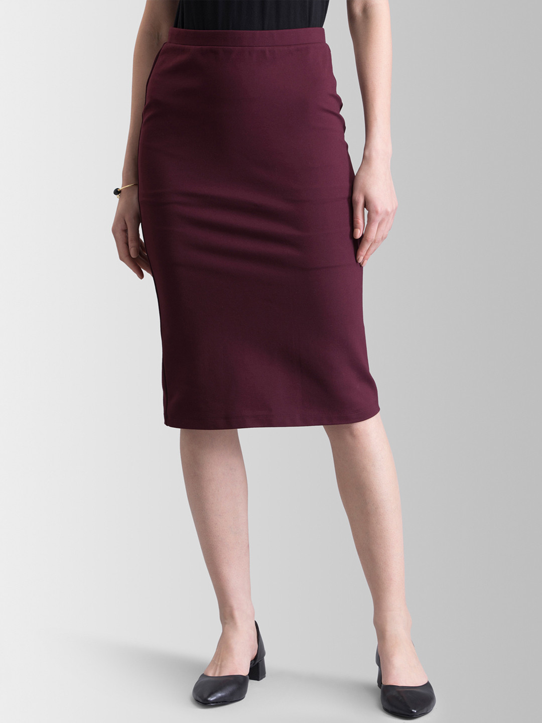 Buy FableStreet Women Maroon Solid Straight Skirt Skirts for Women