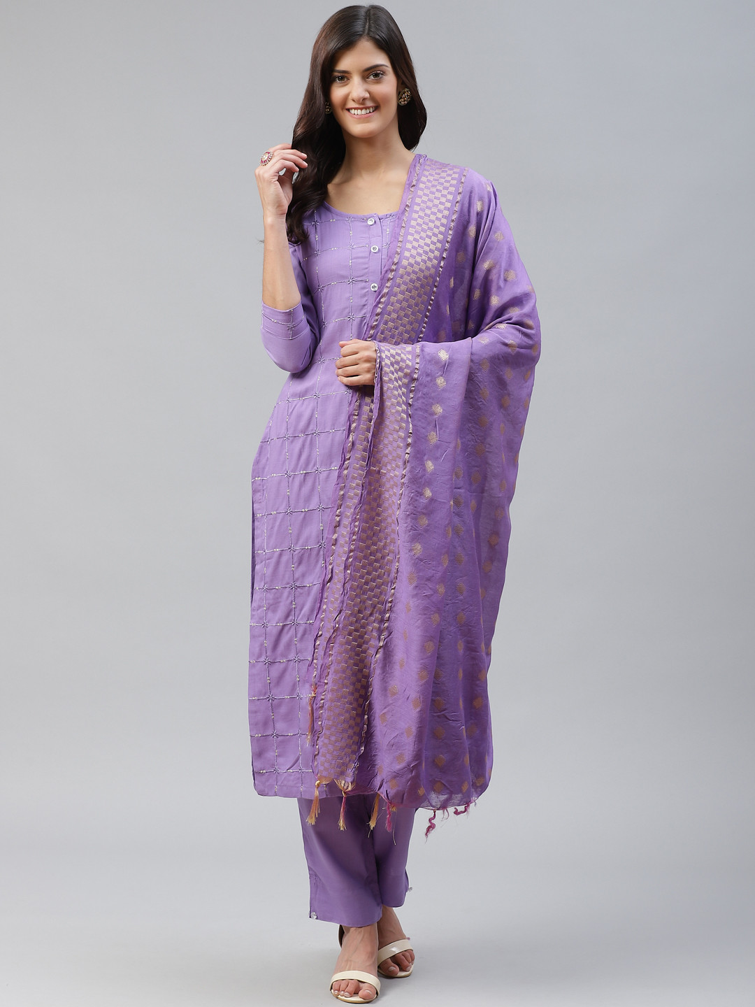 Buy HIGHLIGHT FASHION EXPORT Women Purple Embroidered Kurta With