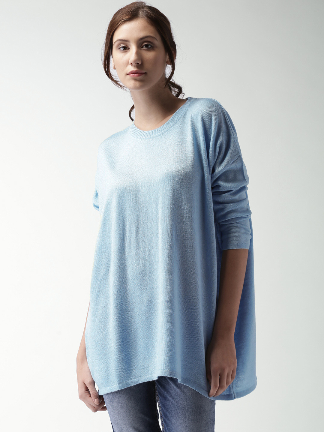 Buy Mast & Harbour Women Blue Solid Oversized Sweater - Sweaters for Women 1346160 | Myntra