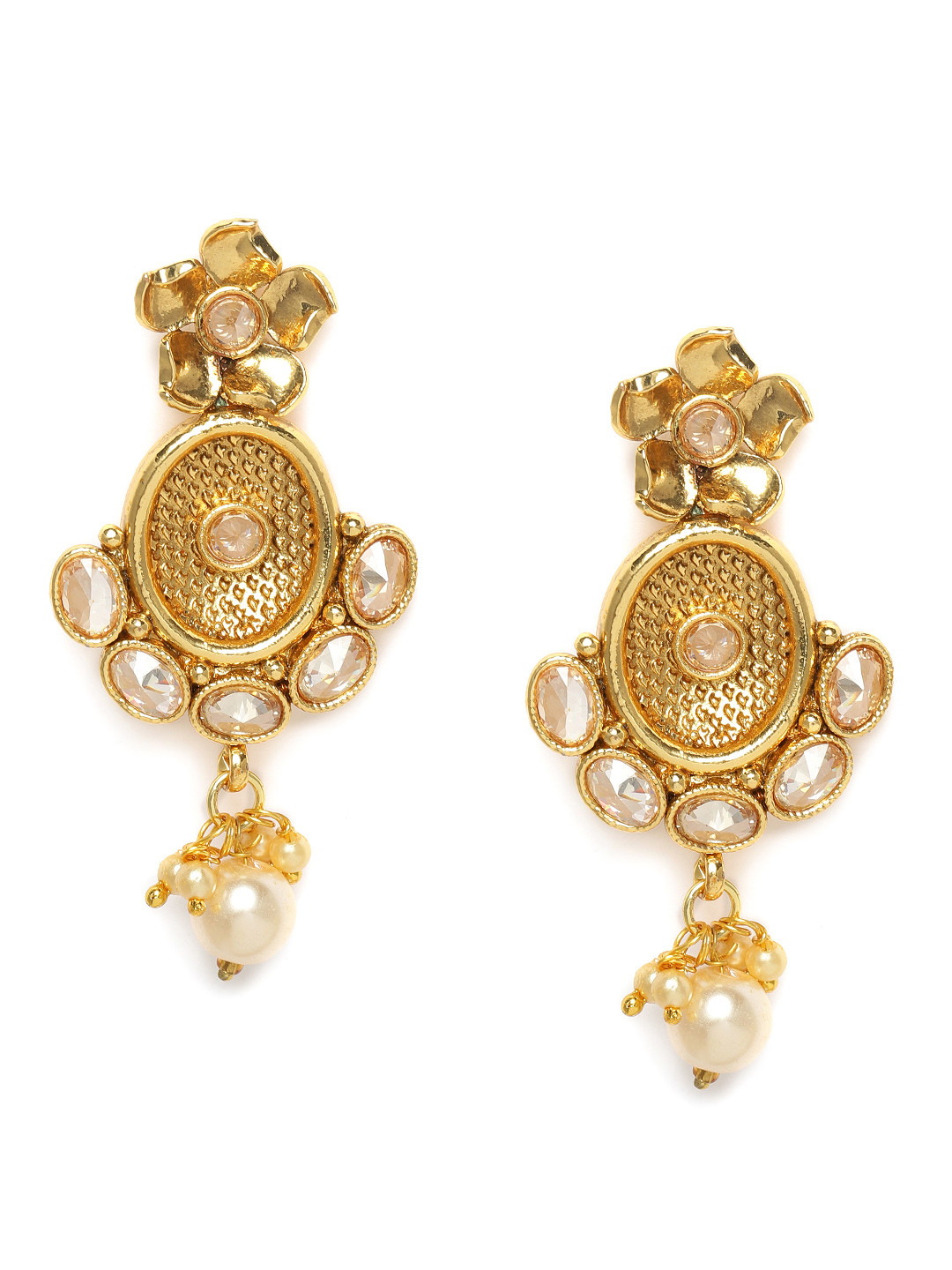 Buy Kord Store Gold Plated Studded Circular Drop Earrings Earrings for Women 13475530 Myntra