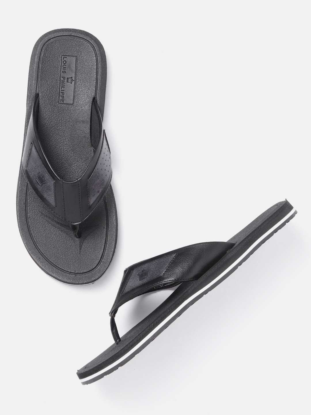 louis philippe men's leather sandals and floaters