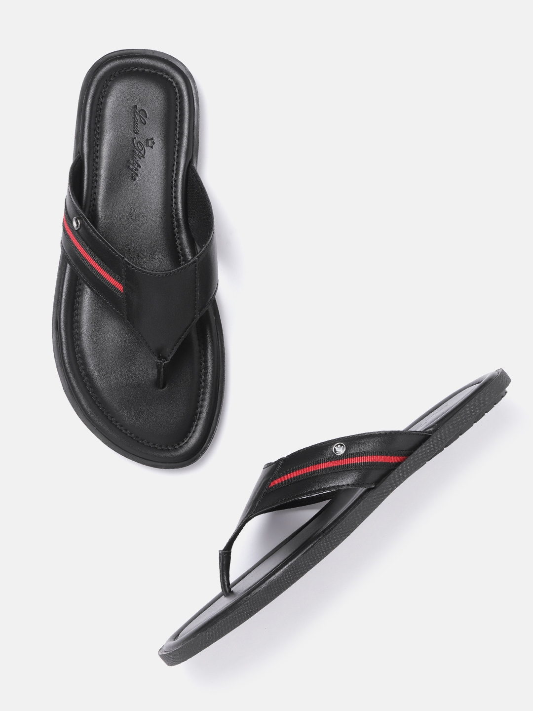 louis philippe men's leather sandals and floaters