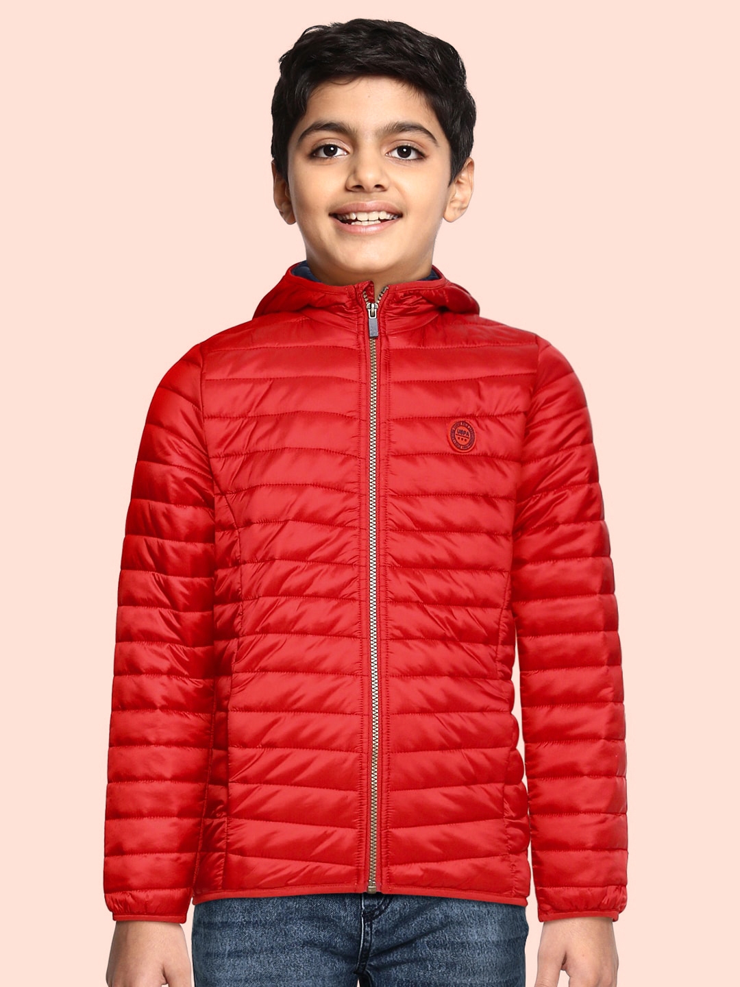 Buy U.S. Polo Assn. Kids Boys Red Solid Puffer Jacket - Jackets for ...