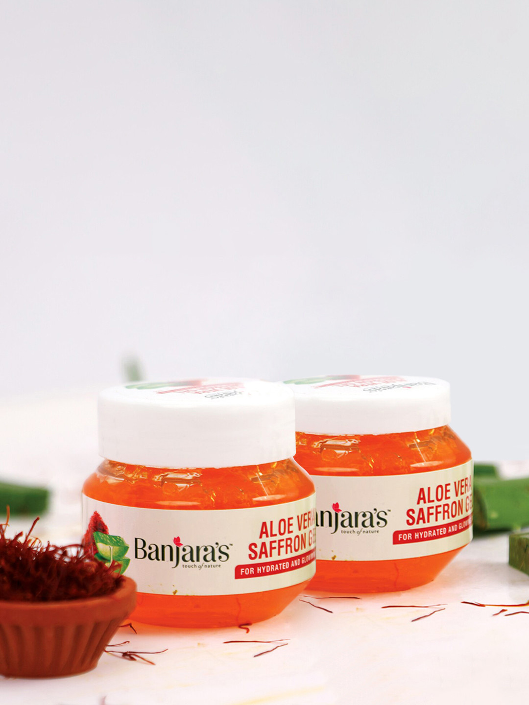 Buy Banjaras Set Of 2 Aloe Vera Saffron Gel 200g Serum And Gel for