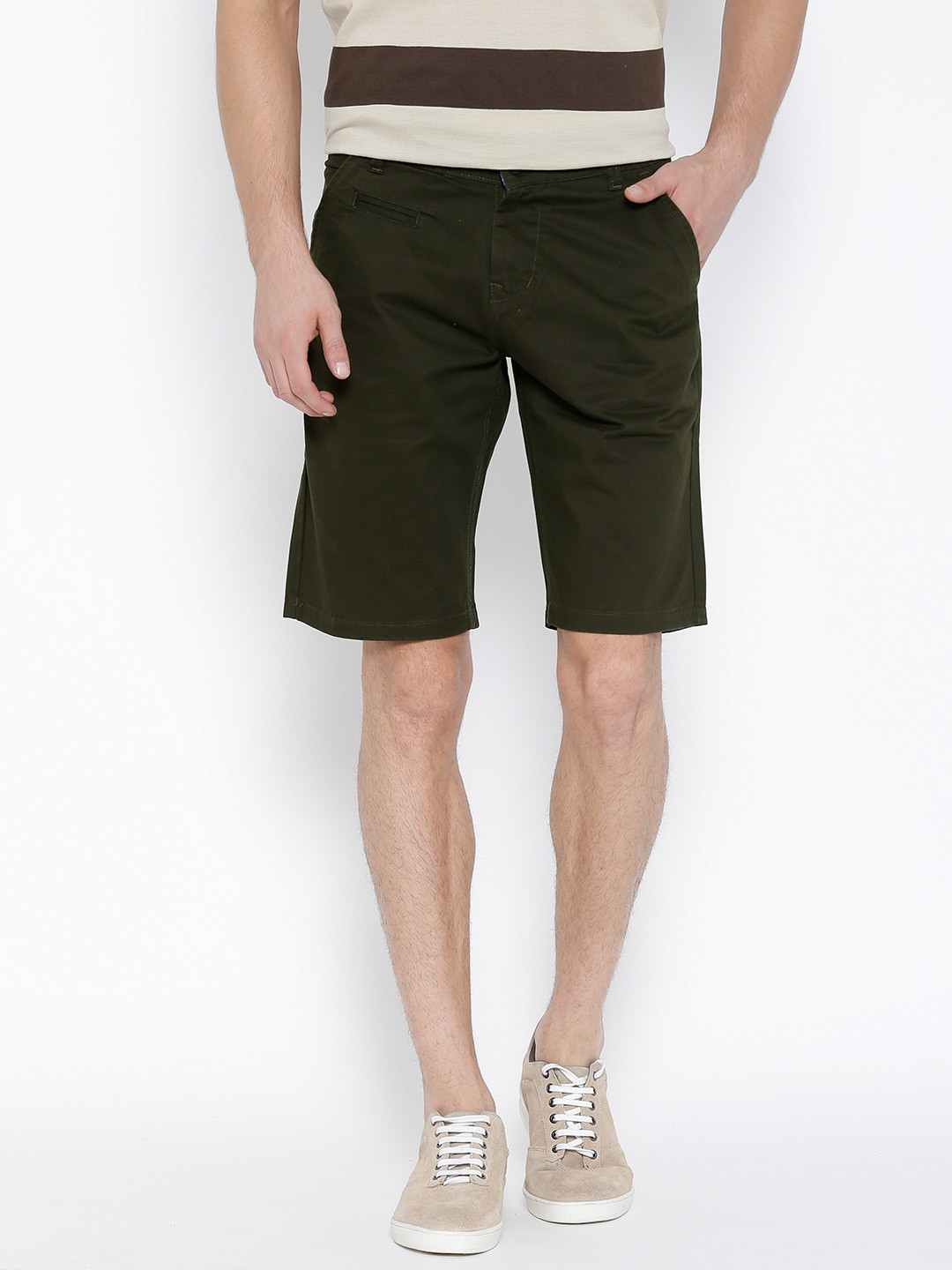 Buy Rodamo Olive Green Slim Shorts Shorts for Men 1349356 Myntra