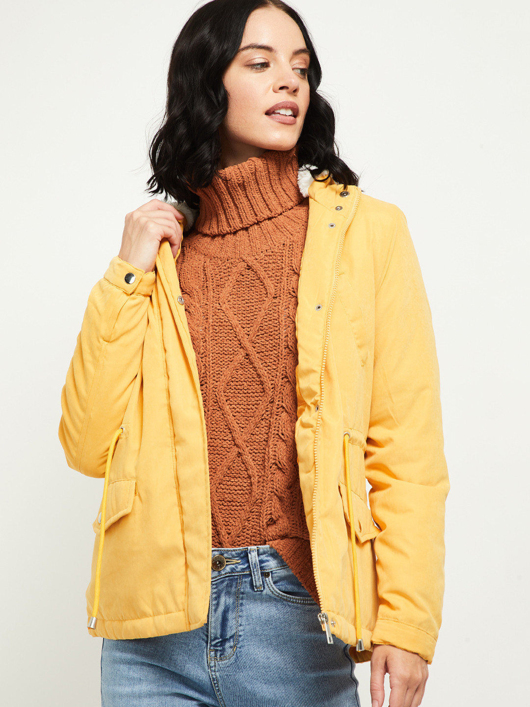 Buy Max Women Yellow Solid Parka Jackets for Women 13498018 Myntra
