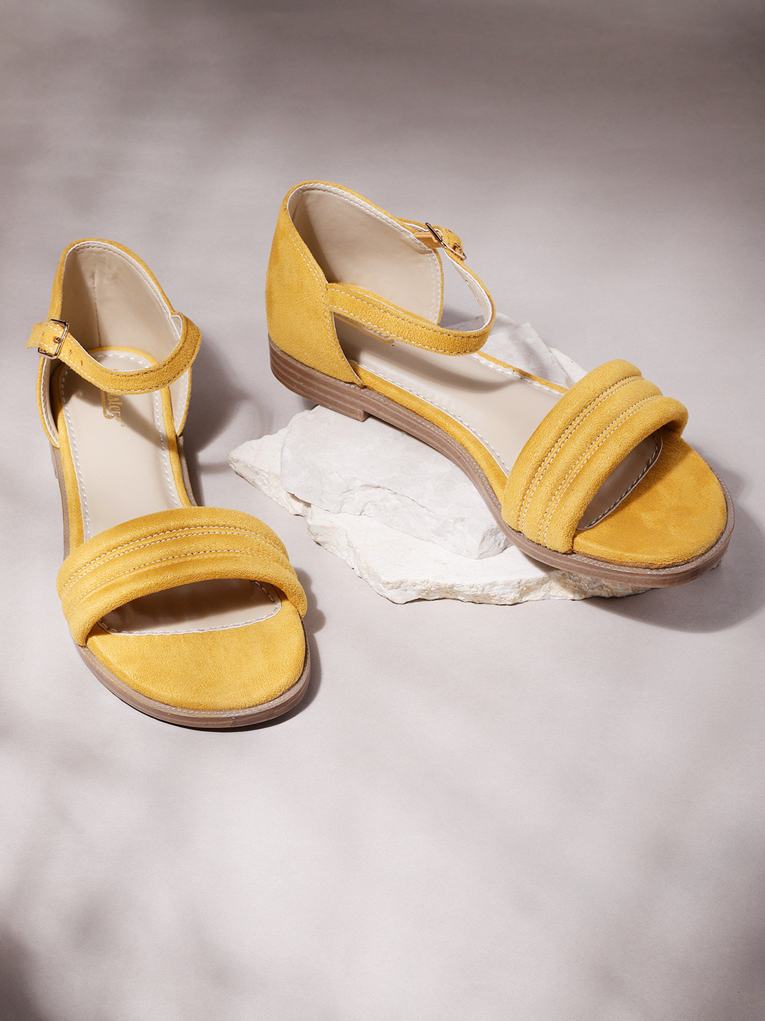Buy The Roadster Lifestyle Co Women Mustard Yellow Solid Open Toe Flats