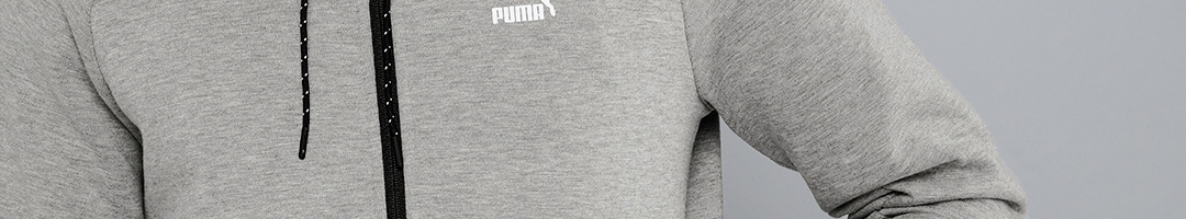 Buy Puma Men Grey Melange Solid Classics Tech Hooded Sweatshirt ...