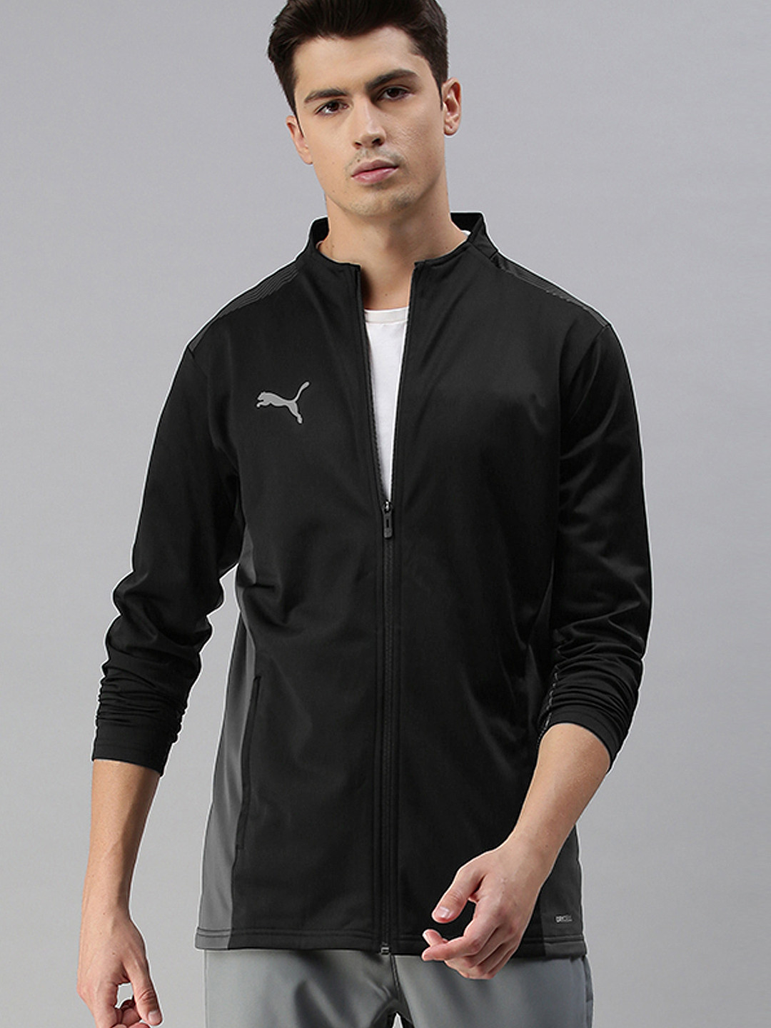 Buy Puma Men Black Colourblocked TeamCUP Training Sporty Track Jacket Jackets for Men 13501336