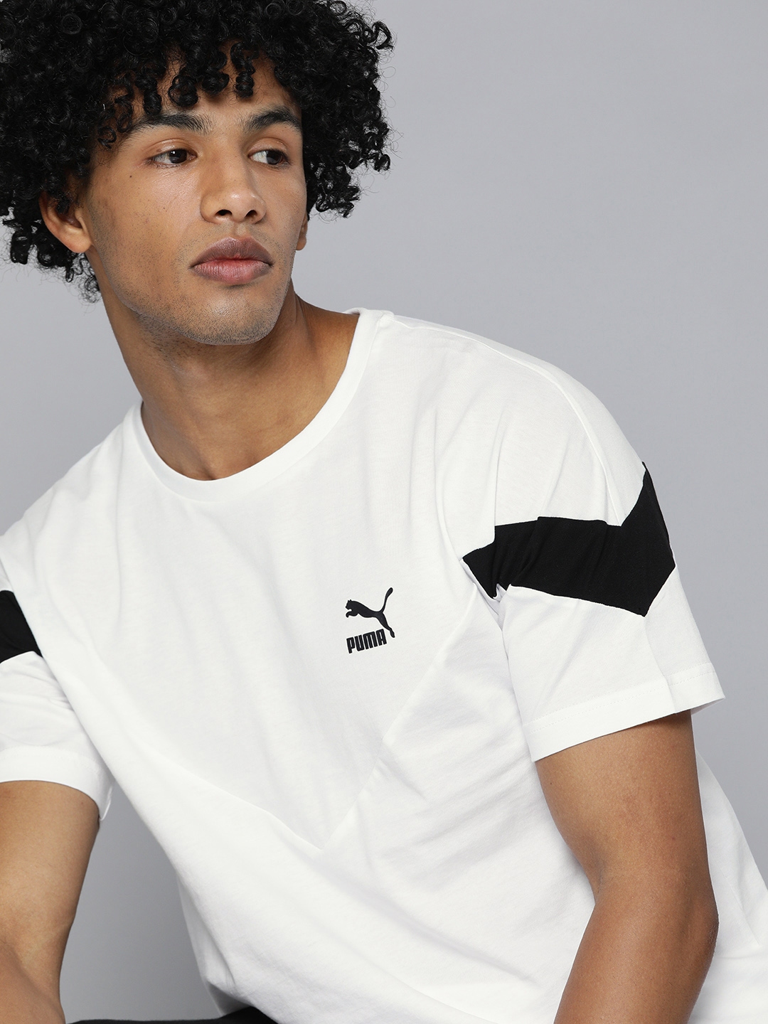 Buy Puma Men White Iconic MCS Printed Round Neck Pure Cotton T Shirt