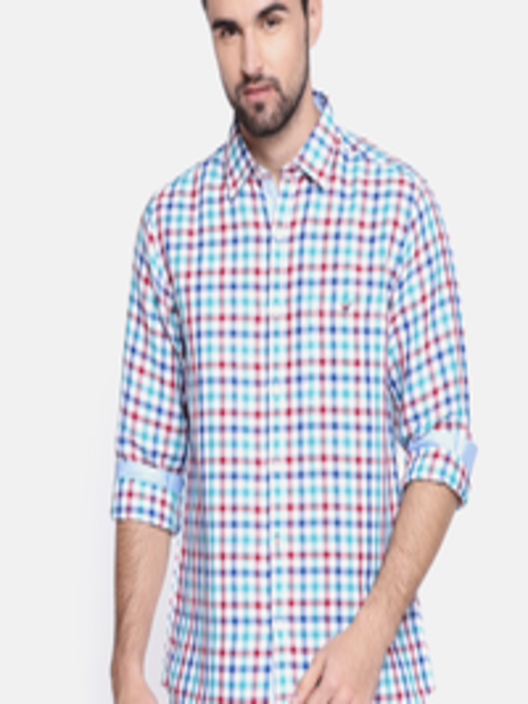 Buy Wills Lifestyle Multicoloured Linen Blend Checked Slim Casual Shirt ...