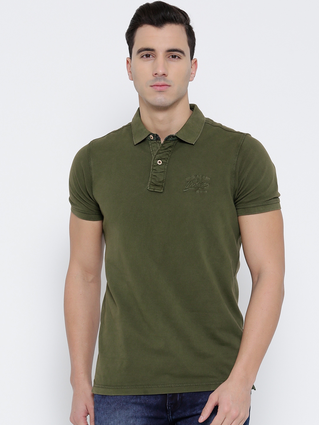 Buy Numero Uno Olive Green Polo Pure Cotton T Shirt - Tshirts for Men ...