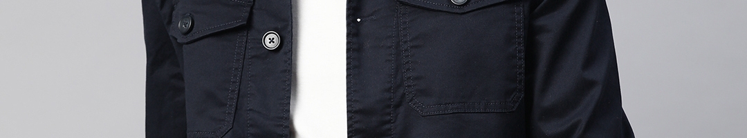 Buy Marks & Spencer Men Navy Blue Regular Fit Solid Denim Casual Shirt ...