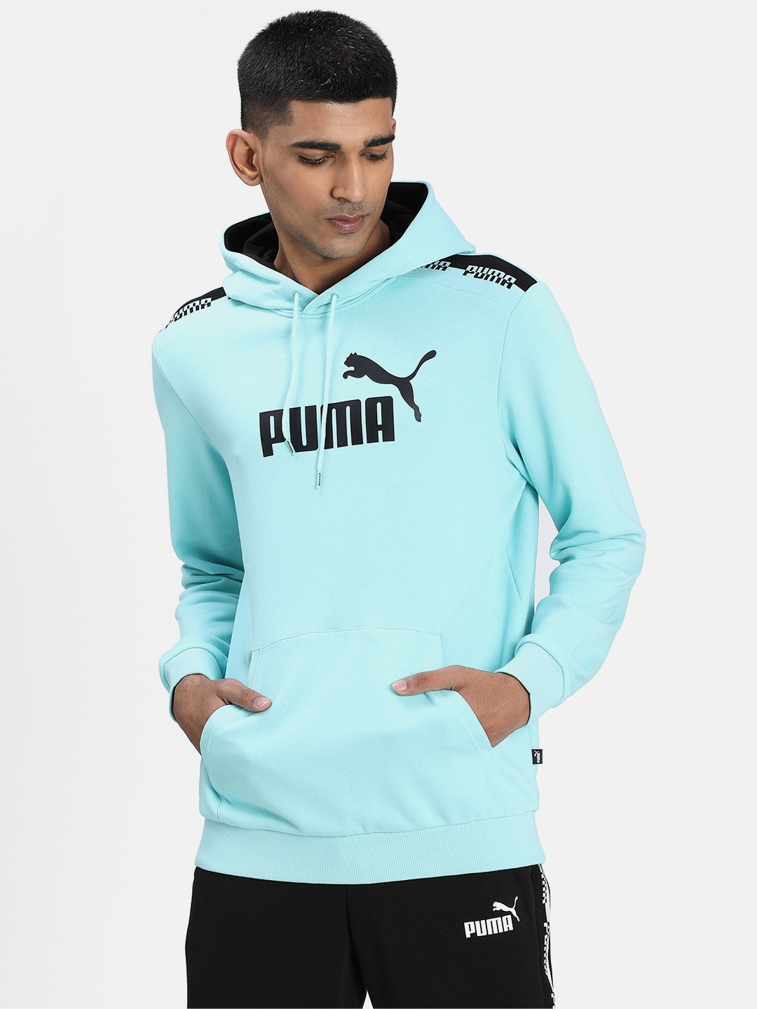 Buy Puma Men Blue & Black Printed AMPLIFIED Hoodie TR Hooded Sweatshirt ...