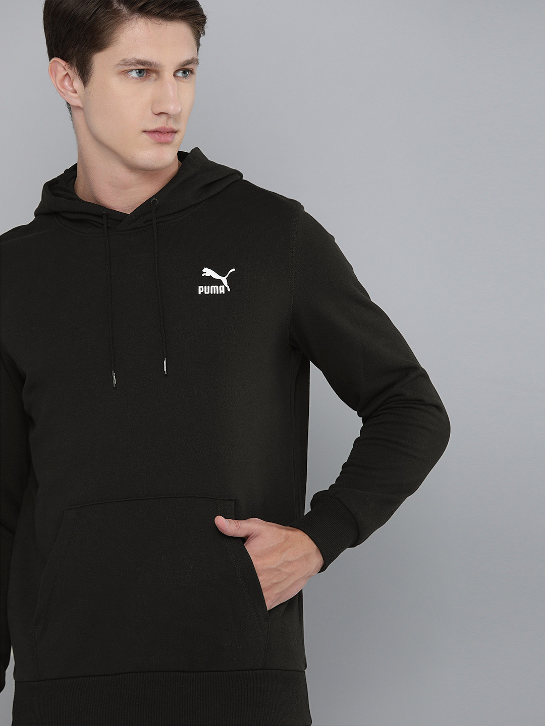 Buy Puma Men Black Solid Classics Embro Hooded Sweatshirt Sweatshirts