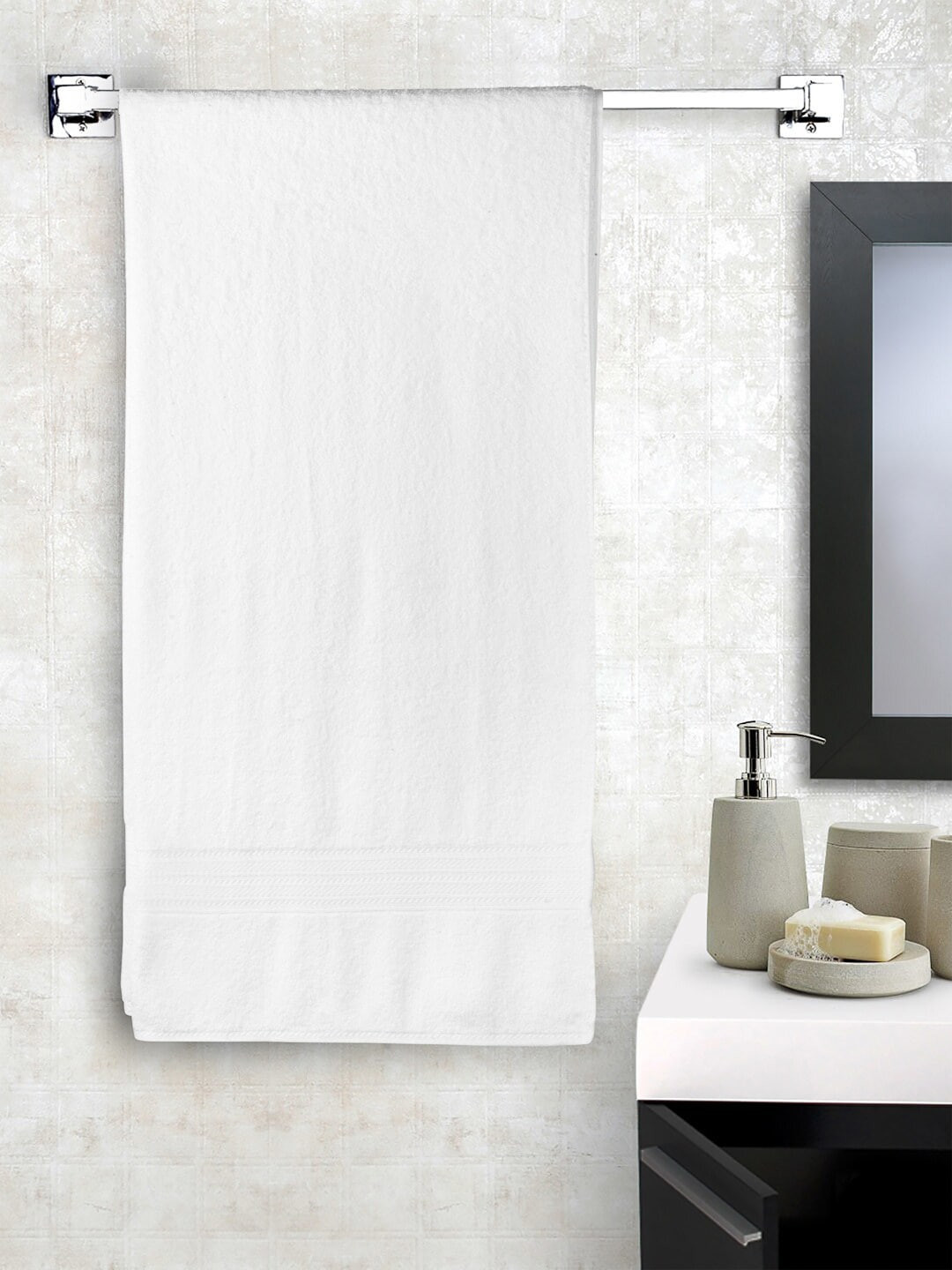 Buy BOMBAY DYEING White Solid 450 GSM Bath Towel Bath Towels for