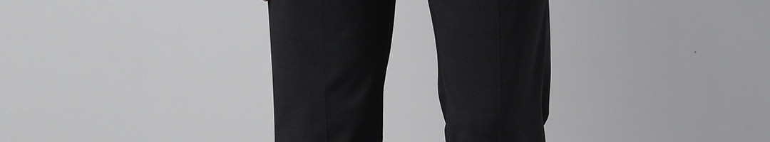 Buy Louis Philippe Men Black Slim Fit Solid Regular Trousers - Trousers ...